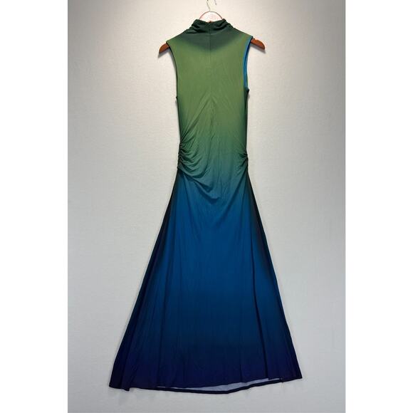 SIMKHAI Aldina Jersey Stretch Maxi Dress Blue Green Ombre, Size S Retails $645 - Picture 13 of 13